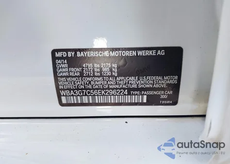 2014 BMW 328I xDrive from USA, damaged, VIN WBA3G7C56EK296224
